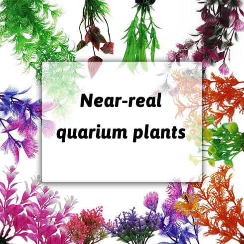 25pcs Aquarium Decorations Plants with Rockery View, Fish Tank Accessories and Rock Cave Hideout Ornaments