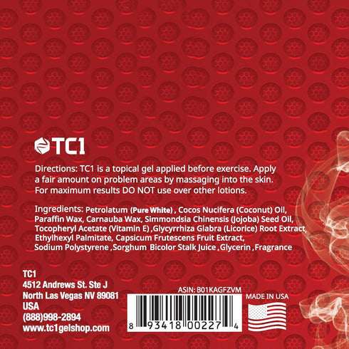 TC1 Sweat Ignition Workout Gel, Topical Thermogenic with Capsaicin, 6 oz Jar