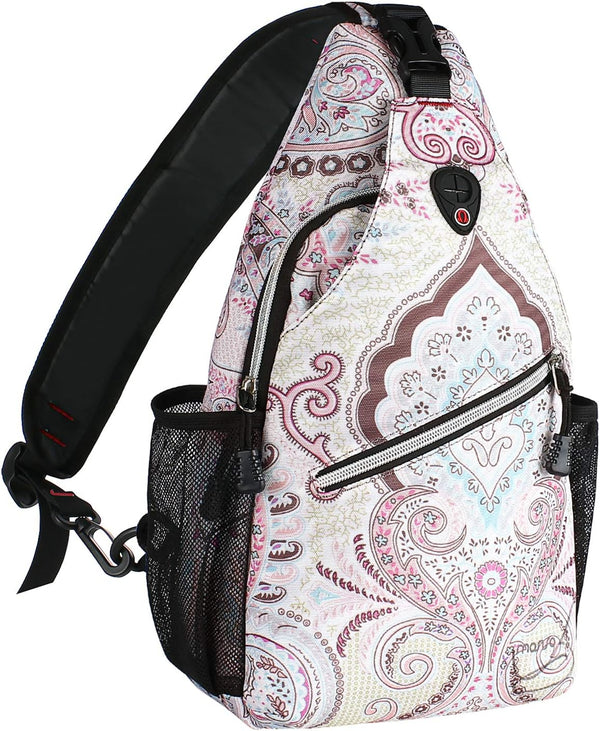 MOSISO Sling Backpack, Travel Hiking Daypack Pattern Rope Crossbody Shoulder Bag in National Style