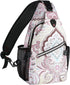 MOSISO Sling Backpack, Travel Hiking Daypack Pattern Rope Crossbody Shoulder Bag in National Style