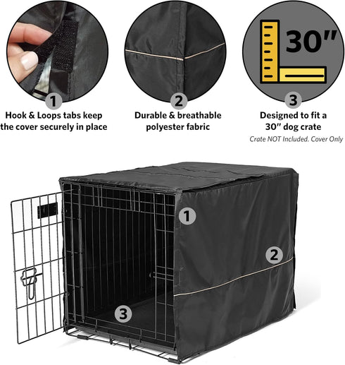 MidWest Homes for Pets Medium Dog Crate Cover, Black Polyester, Fits Most 30-inch Crates
