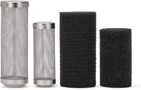 2 Pcs Stainless Steel Aquarium Filter Intake Guard | 12mm/16mm Mesh Cover with 2PCS Filter Sponge for Breeding Fish Tank