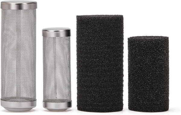2 Pcs Stainless Steel Aquarium Filter Intake Guard | 12mm/16mm Mesh Cover with 2PCS Filter Sponge for Breeding Fish Tank