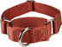 Martingale Dog Collar Adjustable Nylon Safety Training Brick Red Caramel Comfortable Metal Buckle for Small Medium