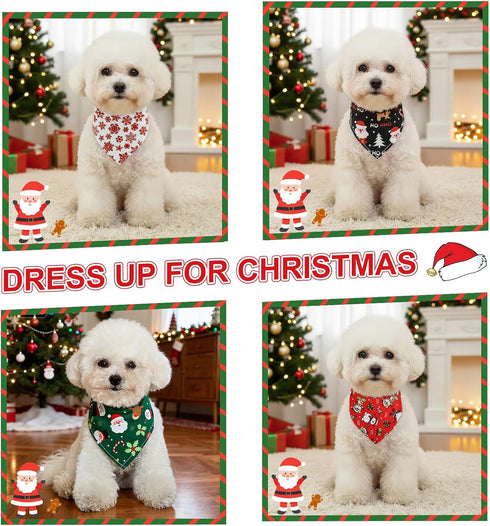 Ittokis 4 Pack Set Dog Bandana Christmas Scarf Bibs Kerchief Pet Christmas Costume Xmas Holiday Bandanas for Medium
