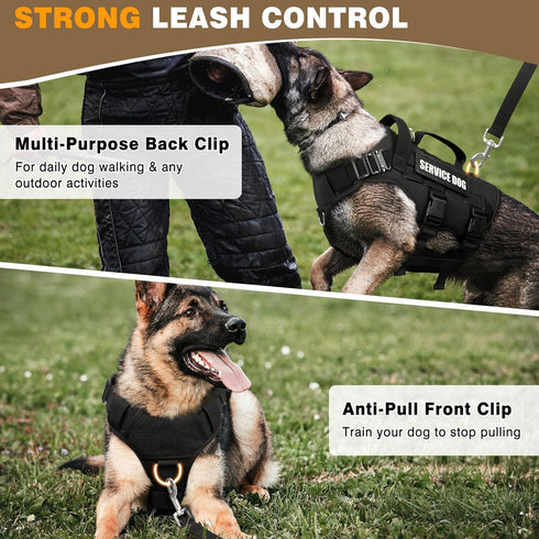 WINSEE Service Dog in Training Vest, Tactical MOLLE Vest for Large Dog, 10 Pet Patches, 2 Handles