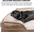 Furhaven Orthopedic Dog Bed for Medium/Small Dogs, Removable Bolsters & Washable Cover, Plush Velvet Waves, Brownstone,