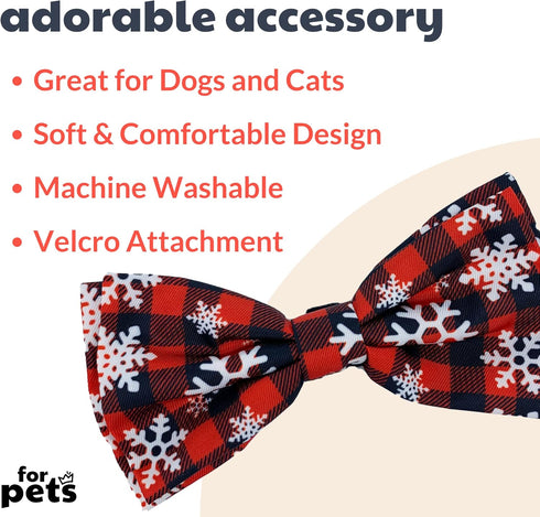 Huxley & Kent Bow Tie for Pets | Buffalo & Snow (Small) | Christmas Holiday Velcro Bow Tie Collar Attachment | Fun Bow Ties for Dogs & Cats | Cute, Comfortable, and Durable | H&K Bow Tie