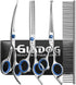 GLADOG 5 in 1 Professional Dog Grooming Scissors Set with Safety Round Tips, Heavy-duty Shears for Cats