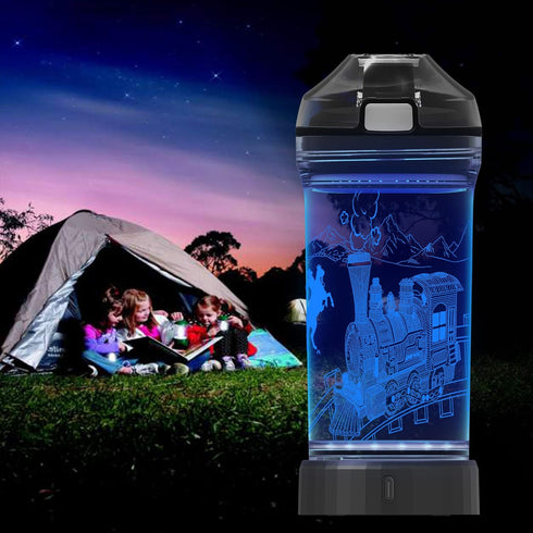 3D 14 Oz Lightzz Kids Train Water Bottle with Glowing LED Light, Ideal Travel Cup Train Gifts for Back to School Girls