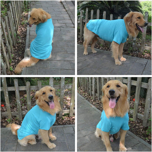 Lovelonglong Pet Clothing Dog Costumes Basic Blank T-Shirt Tee Shirts for Medium Dogs, Turquoise, XXL