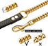 Chain Dog Leash, Metal Chew Proof 12MM Pet Chain with Leather Padded Handle for Large Medium Small Dogs, 5ft