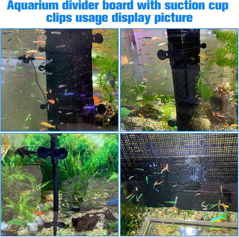 8pcs Adjustable Fish Tank Divider with 10 Suction Cups, DIY Aquarium Isolation Board