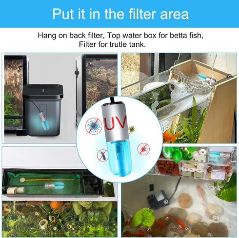 TAISHAN 3W Mini Aquarium Algae Removal Light with Timer, Waterproof Green Clear Light for Fish Tank, Pond & Pool