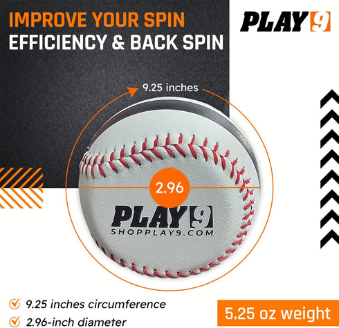 9 SHOP PLAY - Spin Trainer - Training Baseballs for Pitchers - Genuine Leather for Game Like Feel - Baseball Training
