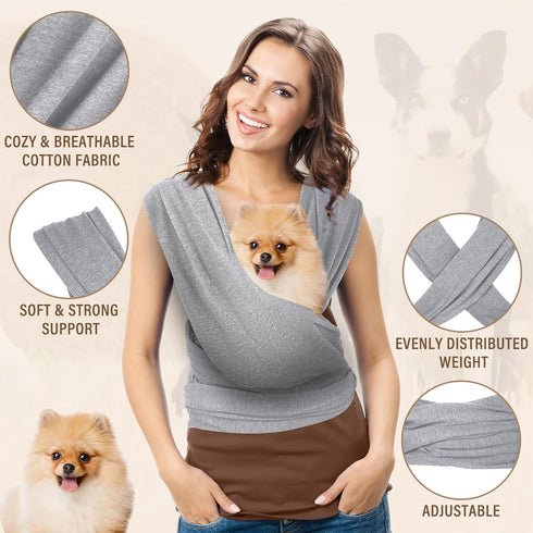 Dog Sling Carriers for Small Dogs - Front Facing Dog Sling, Anti-Anxiety Cat Carrier, Hands-Free, Size Adjustable, Soft