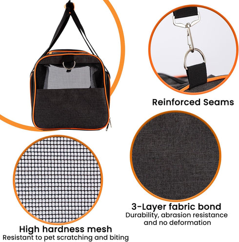 Expandable Pet Carrier, 18"x11"x11" - TSA Airline Approved Soft Sided Cat and Dog Carrier