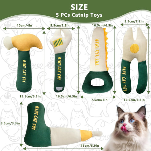 5 Pack Catnip Toys for Cats, Chew Resistant Cat Toys with Natural Catnip, Interactive Funny Shape Kitten Kicher, Soft