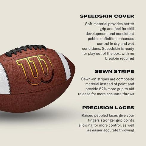 WILSON GST SpeedSkin Official Size Football - Brown