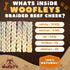 Woofley's 6" (12 Count)- Buffalo Beef Cheek Braids Regular - Beef Cheek Dog Chews - No Hide Bones for Dogs