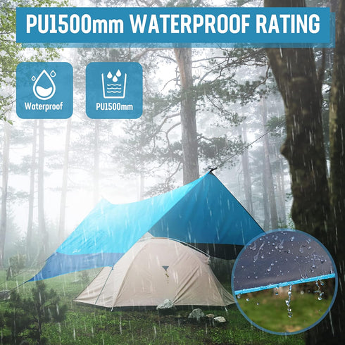 VILLEY Portable Camping Tarps for Tents - Waterproof Hammock Rain Fly, Easy Set Up Canopy for Outdoor Activities