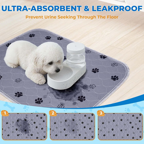 2 Pack 18"x 24" Fostanfly Reusable Puppy Pads, Washable Pee Pads for Dogs, Absorbent and Leakproof Wee Wee Mat