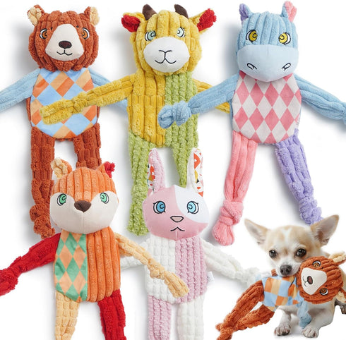 Nocciola 5PC No Stuffing Puppy Toys - Dog Toys Plushies Whimsical Variety