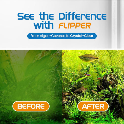 FL!PPER Flipper Platinum Aquarium Algae Scraper, 18” Rigid Shaft Cleaner for Glass & Acrylic Tanks