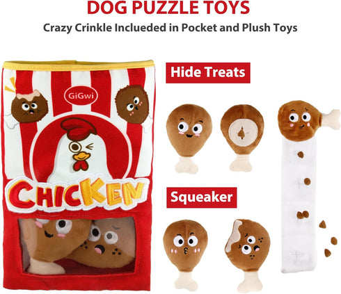 Gigwi Interactive Squeaky Dog Toys - Hide and Seek Puzzle Toy Set for All Breeds, 2-in-1 Dog Toys for Boredom and IQ