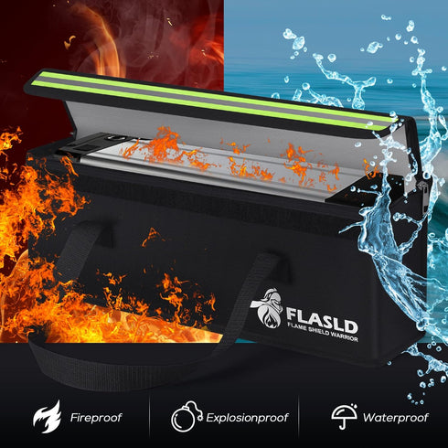 (19.3 4.3 7in) FLASLD E-Bike Battery Safe Bag Explosionproof - Large Capacity Fireproof Lipo Bag for Ebike Battery