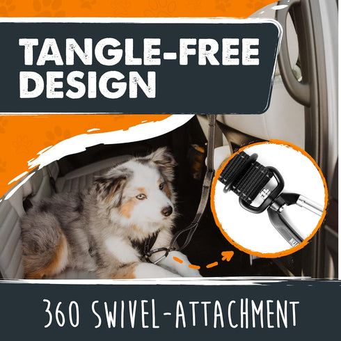 Mighty Paw Dog Seat Belt For Car Headrest - Distraction Free Driving, Heavy-Duty Aviation Grade Aluminum Carabiner