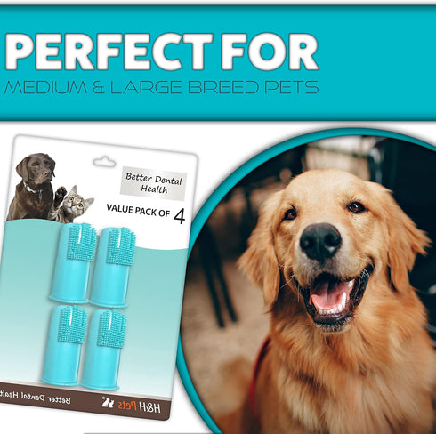 Professional Dog Finger Toothbrush by H&H Pets, Pack of 4