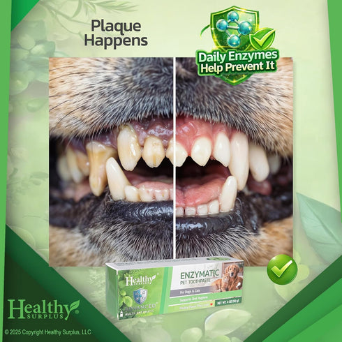 4 Oz 5-Enzyme Healthy Surplus - Enzymatic Dog Toothpaste (Poultry - Chicken Flavor) for Dogs & Cats - Compare to Virbec