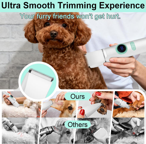 5 1, Trimmer TBTeek Dog Clippers with LED Light, Cordless Dog Grooming Kit in Rechargeable Quiet Pet Clippers Paw Nail