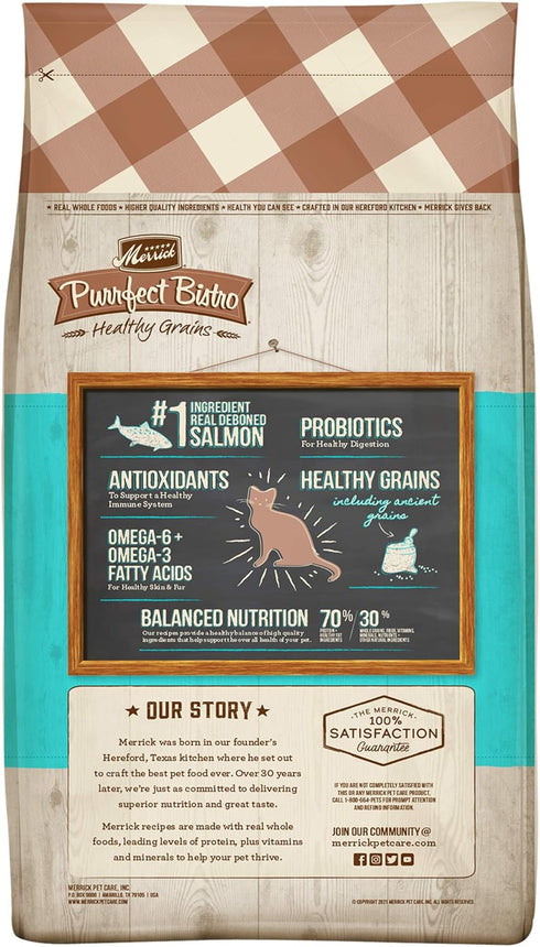 Merrick Purrfect Bistro Premium Healthy Grains Dry Cat Food, Real Salmon and Brown Rice Recipe, 4.0 lb. Bag