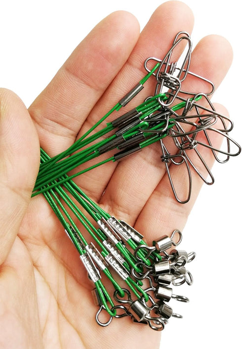 Fishing Wire Leaders for Saltwater, 30pcs Stainless Steel Line Leaders, 19" Nylon-Coated 100 LB Wire Rig