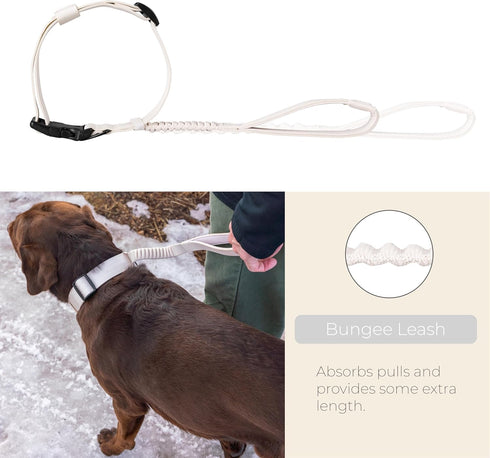 TUG Grab Collar with Integrated Traffic Leash, Magnetically Attached for Quick Control (Large/Cream)