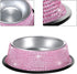 SAVORI Bling Dog Bowls - Pink, 640ML Handmade Rhinestones Stainless Steel Pet Bowls, Set of 2