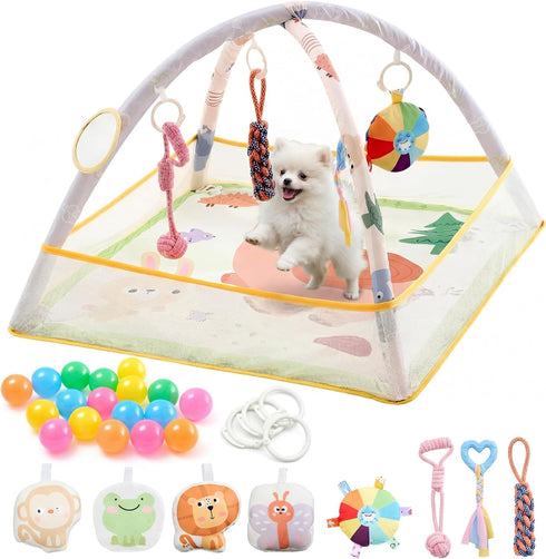 VercanMonth 30 x 30 x 21 Inch Puppy Play Gym with 9 Hanging