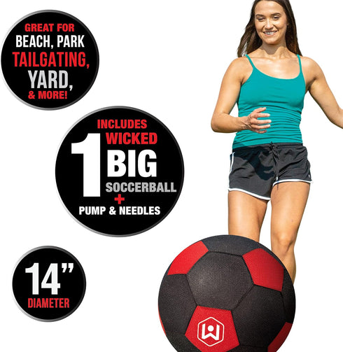 Wicked Big Sports Updated Soccer Ball - Amazon Exclusive Supersized Outdoor Sport Tailgate Game Fun