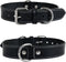 Genuine Leather Dog Collar, Heavy Duty, Adjustable, Ultra Soft, Comfortable, with Double D Rings (L 18”-22”, Rich Black)