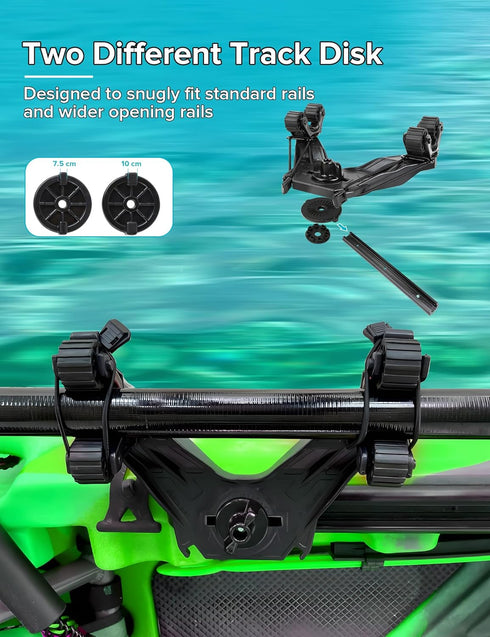 Kayak Paddle Holder, Dual Head Kayak Track Mount Accessories for Fishing, Offset Paddle Holder for Kayaking