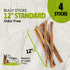 100% -12 Inch(4 Count) 7 oz Natural Bully Sticks & Beef Sticks for Dogs Grass-Fed Beef, Long-Lasting & Odor-Free Dog