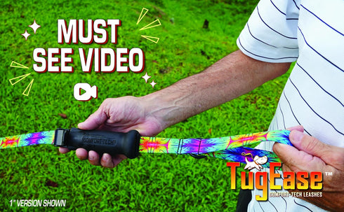 TugEase Dog Leash with Sliding Locking, Soft Touch Comfort Grip Handle, 4' x 5/8" Black