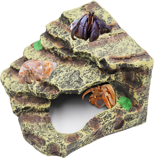 Oooct Hermit Crab Hideout, Resin Simulation Stone Reptile Cave Hideout, Hermit Crab Climbing