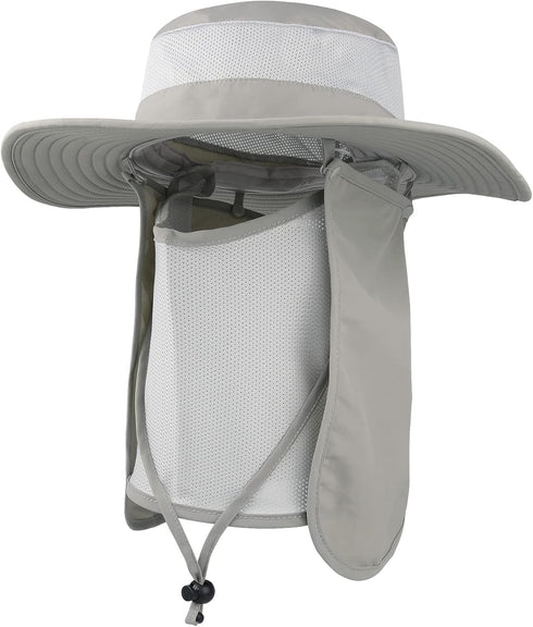 Outdoor Sun Hat with UPF 50 Protection, Waterproof Fishing Hat with Face Cover Summer Neck Flap