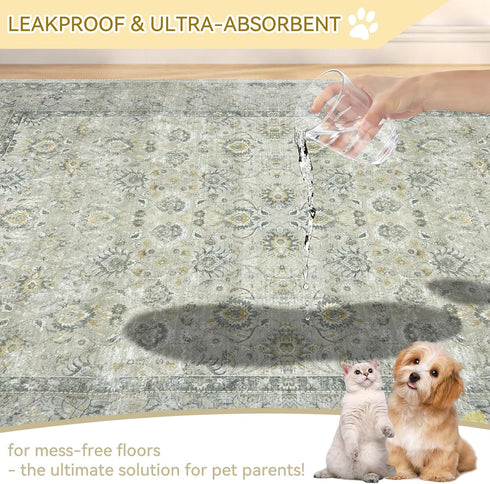 Washable Pee Pads, 18''x24'' 2 Pack Waterproof Non-Slip Puppy Pad with Fast Absorbent, Reusable Mat for Training Travel Whelping Housebreaking Incontinence Crate - Vintage White