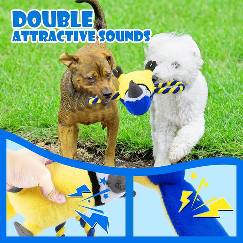 Upgraded Dog Squeak Toys, Tug of War Squeaky Parrot Toys with Strong Pull Rope for Small, Medium, Large Dogs