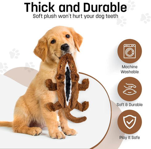 Chipmunk Flat NO Stuffing NO Squeak Plush Dog Toy, Funny Style for Small and Medium Dogs, 21 INCH Long