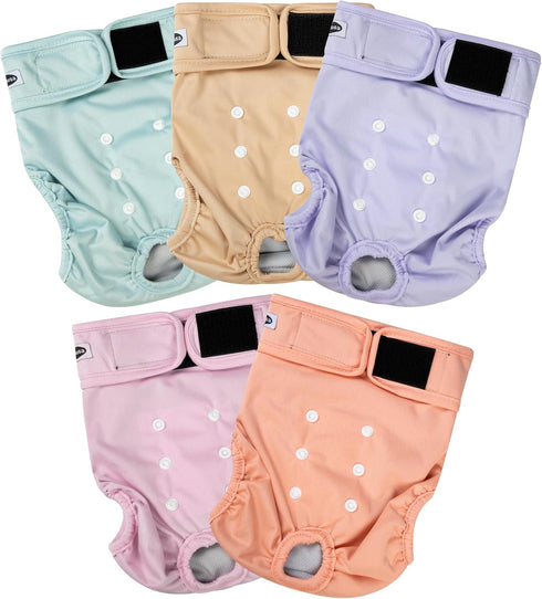 Panties(5 Pack) Tuiskusa Reusable Washable Dog Diapers Female, Highly Absorbent Doggie Diapers, Size Adjustable Puppy